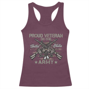 Proud Veteran Of The United States Army Racerback Tank Top USA Flag Camouflage TS11 Maroon Print Your Wear