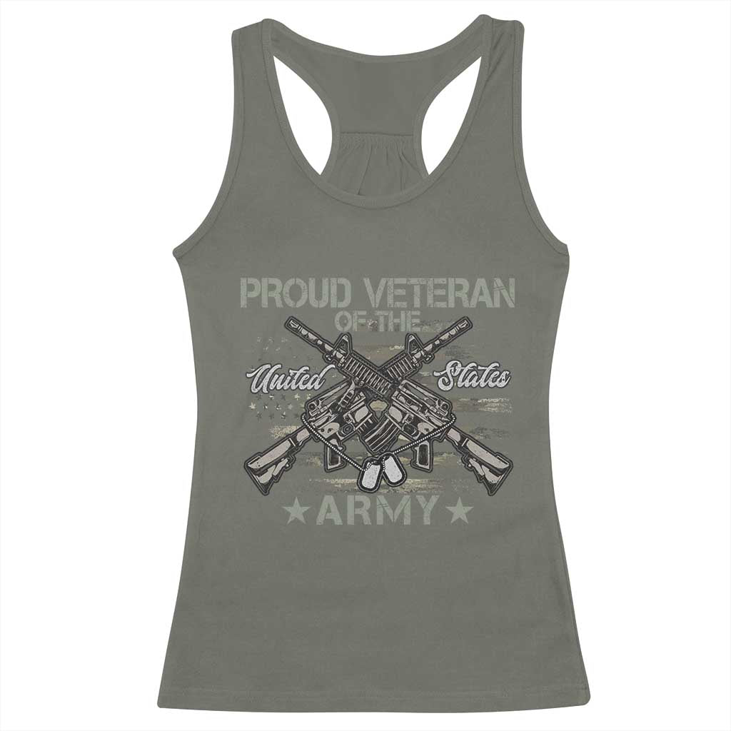 Proud Veteran Of The United States Army Racerback Tank Top USA Flag Camouflage TS11 Military Green Print Your Wear