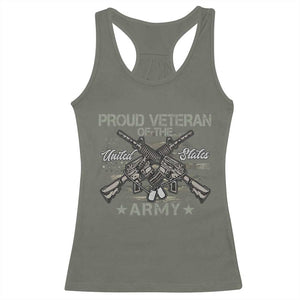 Proud Veteran Of The United States Army Racerback Tank Top USA Flag Camouflage TS11 Military Green Print Your Wear