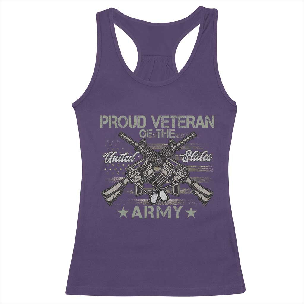 Proud Veteran Of The United States Army Racerback Tank Top USA Flag Camouflage TS11 Purple Print Your Wear