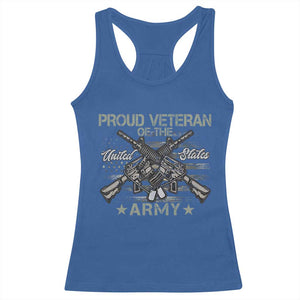 Proud Veteran Of The United States Army Racerback Tank Top USA Flag Camouflage TS11 Royal Blue Print Your Wear