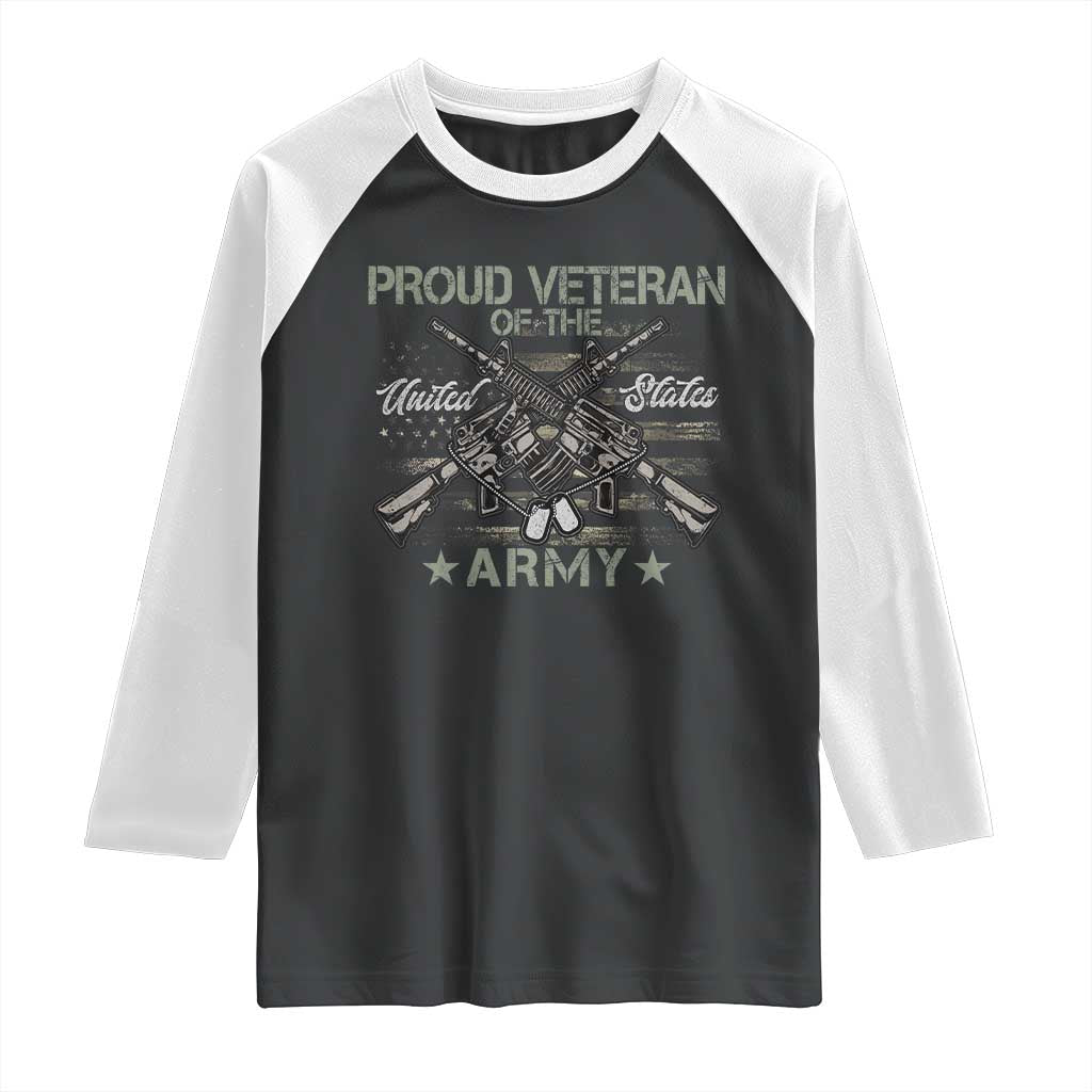 Proud Veteran Of The United States Army Raglan Shirt USA Flag Camouflage TS11 Black White Print Your Wear