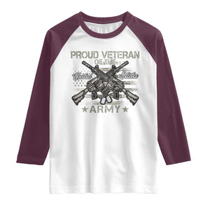 Proud Veteran Of The United States Army Raglan Shirt USA Flag Camouflage TS11 White Maroon Print Your Wear