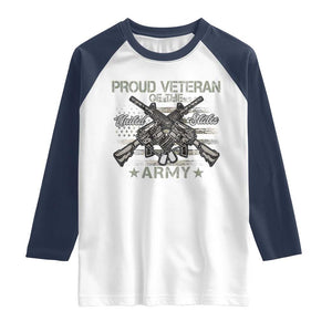 Proud Veteran Of The United States Army Raglan Shirt USA Flag Camouflage TS11 White Navy Print Your Wear