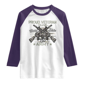 Proud Veteran Of The United States Army Raglan Shirt USA Flag Camouflage TS11 White Purple Print Your Wear