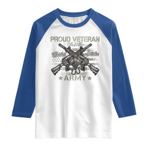 Proud Veteran Of The United States Army Raglan Shirt USA Flag Camouflage TS11 White Royal Print Your Wear