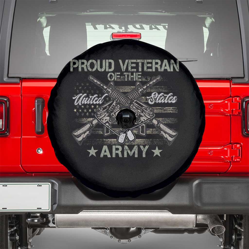 Proud Veteran Of The United States Army Spare Tire Cover USA Flag Camouflage TS11 Black Print Your Wear