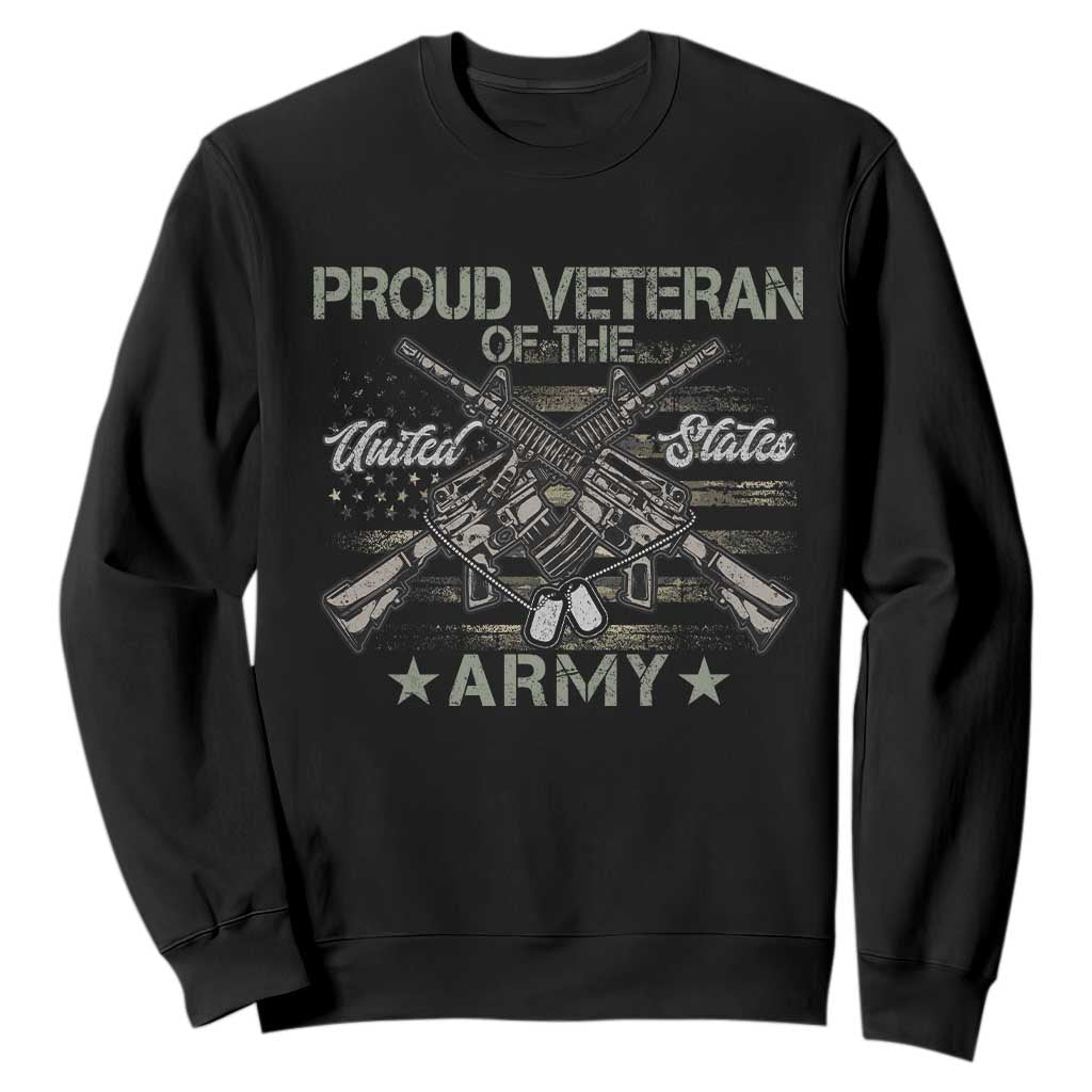 Proud Veteran Of The United States Army Sweatshirt USA Flag Camouflage TS11 Black Print Your Wear