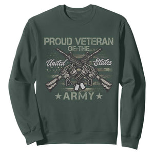 Proud Veteran Of The United States Army Sweatshirt USA Flag Camouflage TS11 Dark Forest Green Print Your Wear