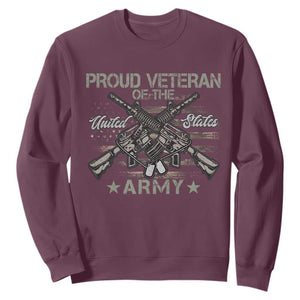 Proud Veteran Of The United States Army Sweatshirt USA Flag Camouflage TS11 Maroon Print Your Wear