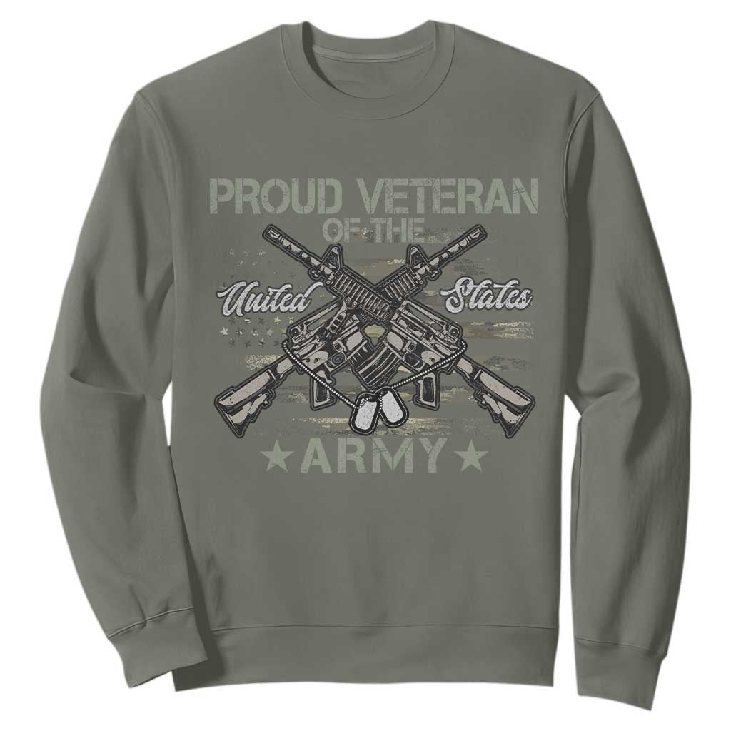 Proud Veteran Of The United States Army Sweatshirt USA Flag Camouflage TS11 Military Green Print Your Wear