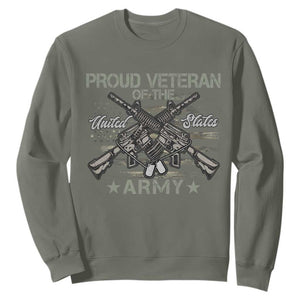 Proud Veteran Of The United States Army Sweatshirt USA Flag Camouflage TS11 Military Green Print Your Wear