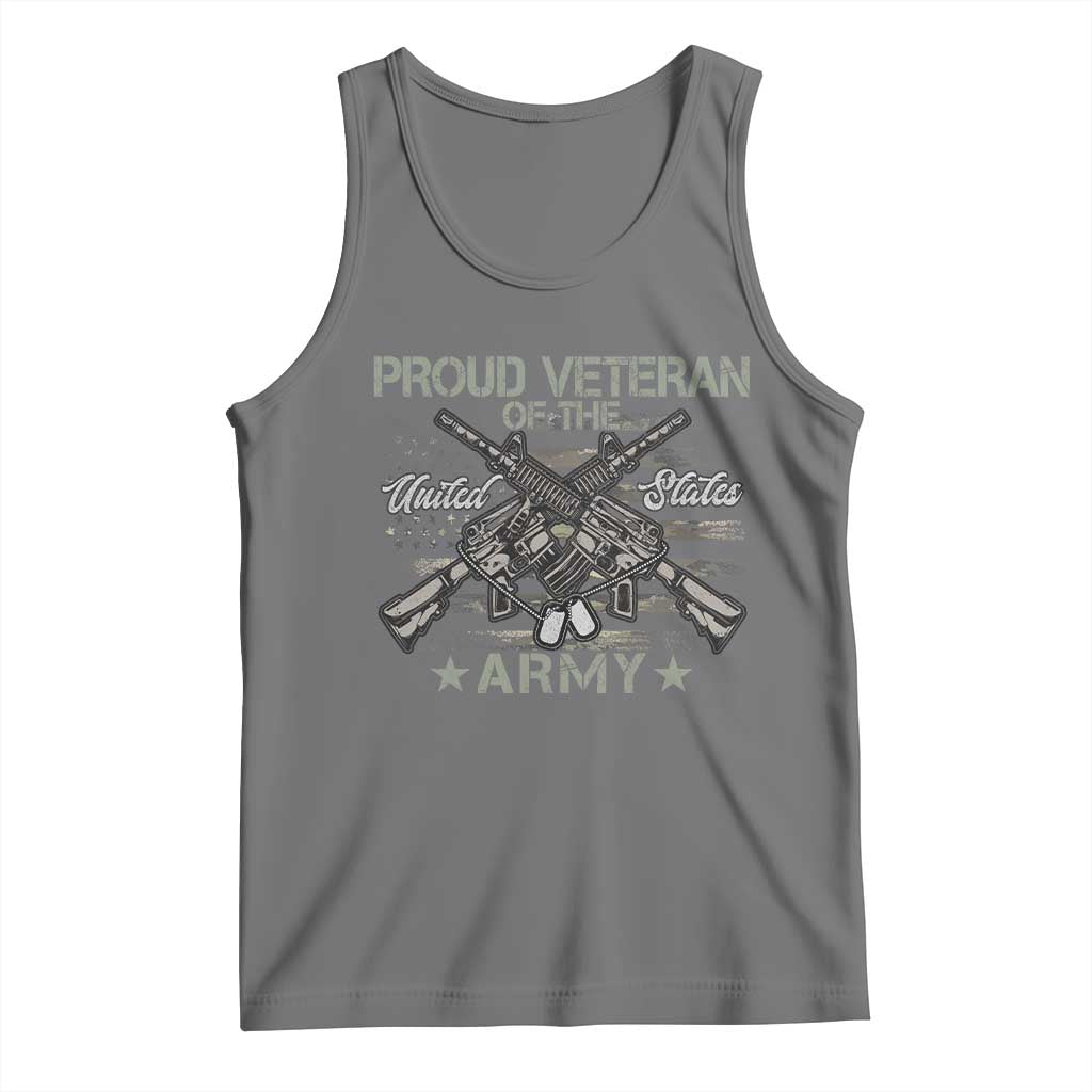 Proud Veteran Of The United States Army Tank Top USA Flag Camouflage TS11 Black Heather Print Your Wear