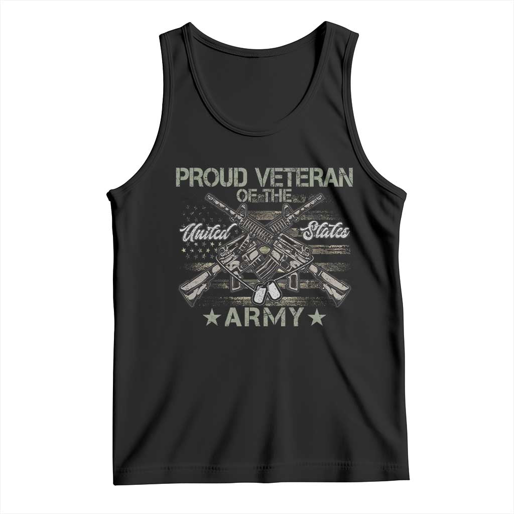 Proud Veteran Of The United States Army Tank Top USA Flag Camouflage TS11 Black Print Your Wear