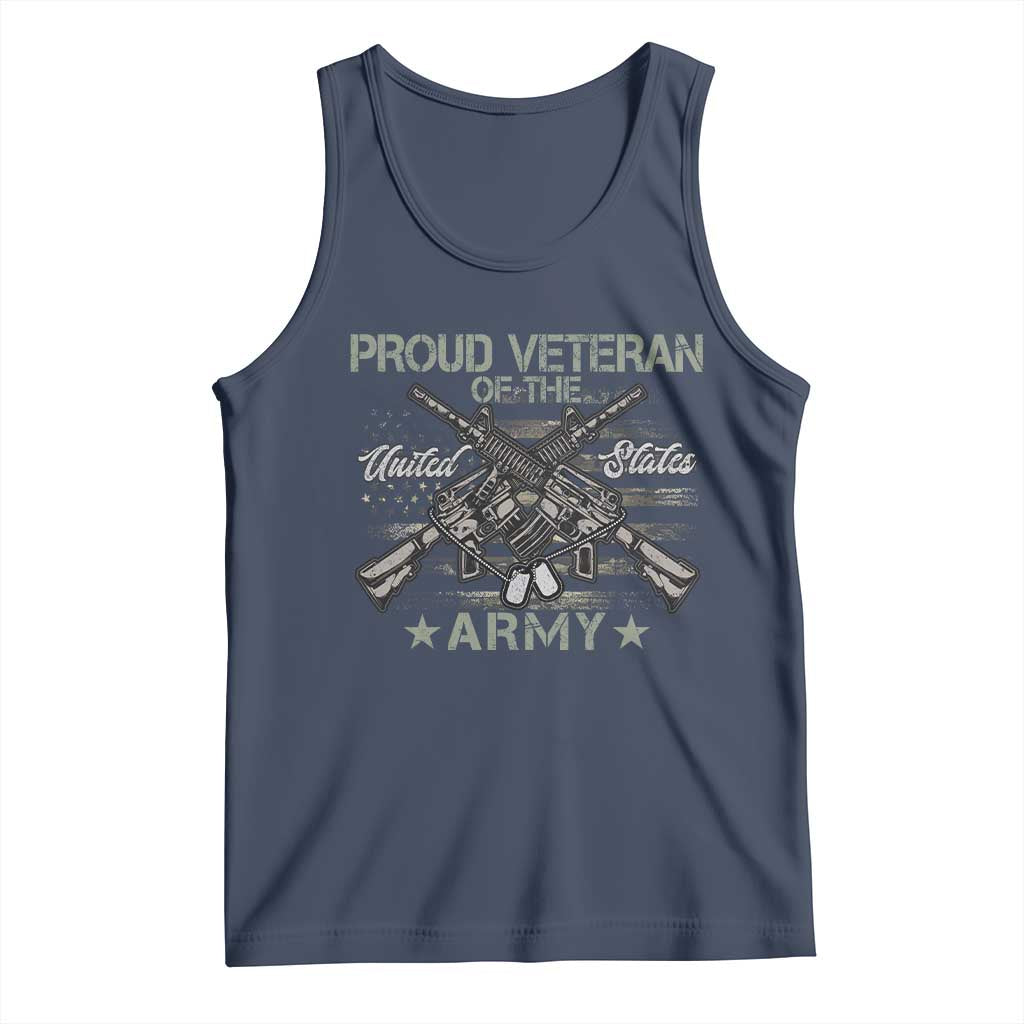 Proud Veteran Of The United States Army Tank Top USA Flag Camouflage TS11 Navy Print Your Wear