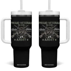 Proud Veteran Of The United States Army Tumbler With Handle USA Flag Camouflage TS11 One Size: 40 oz Black Print Your Wear