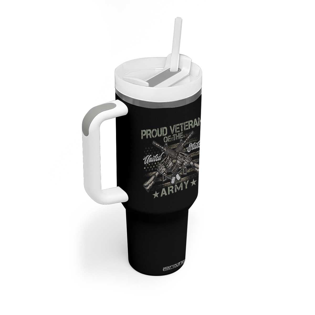 Proud Veteran Of The United States Army Tumbler With Handle USA Flag Camouflage TS11 Print Your Wear