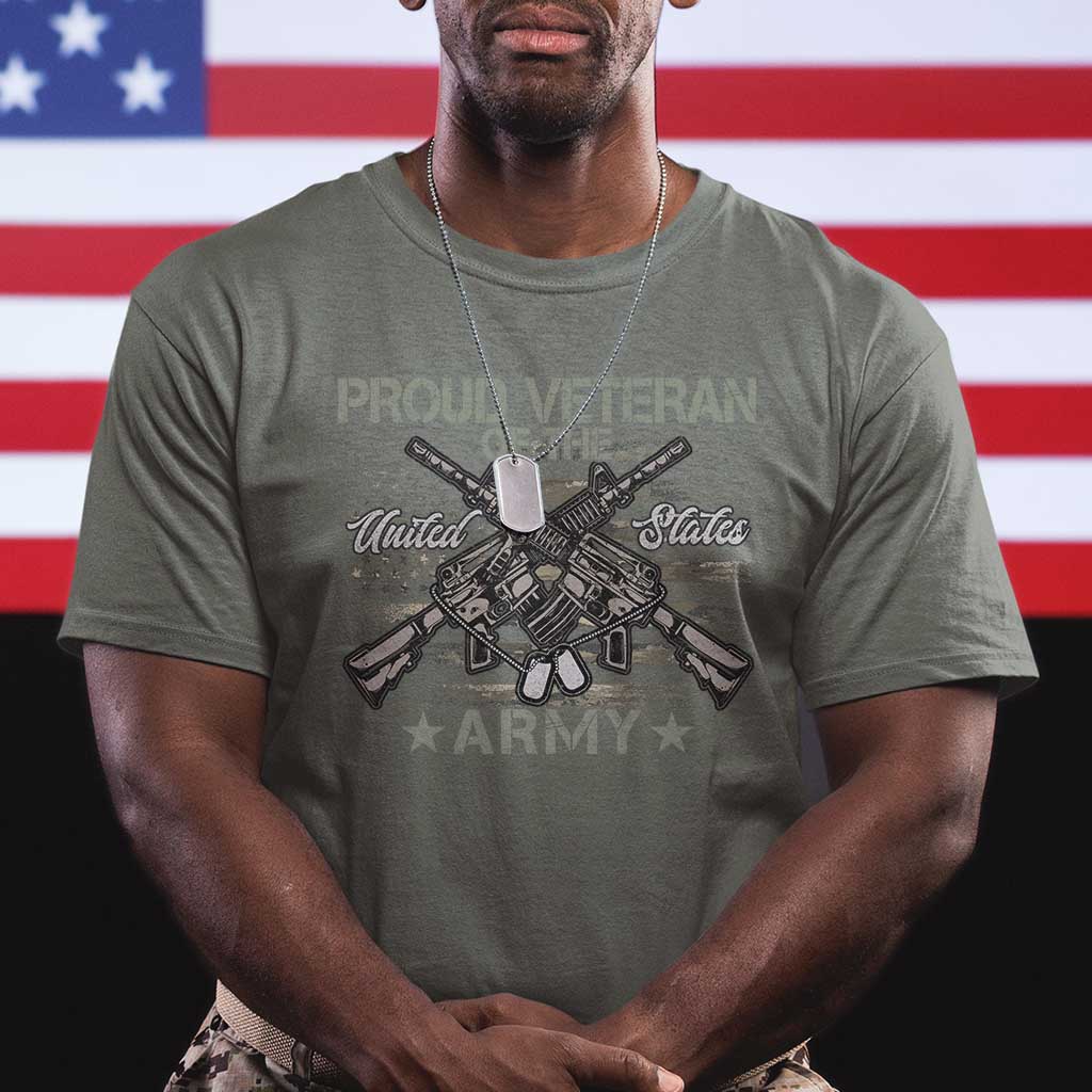 Proud Veteran Of The United States Army T Shirt USA Flag Camouflage TS11 Military Green Print Your Wear