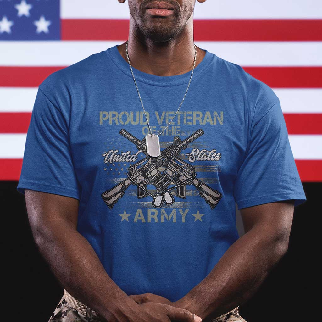 Proud Veteran Of The United States Army T Shirt USA Flag Camouflage TS11 Royal Blue Print Your Wear