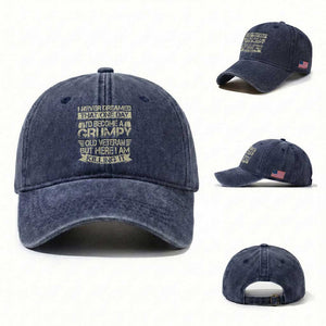 I Never Dreamed That One Day Id Become A Grumpy Old Veteran But Here I Am Killing It Washed Cotton Baseball Cap TS11 Washed Cap Universal Fit Navy Print Your Wear