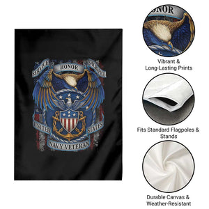 US Navy Veteran Service Honor Sacrifice Garden Flag Vintage Bald Eagle American Flag Anchor TS11 Print Your Wear