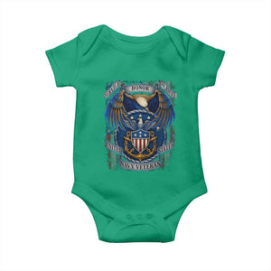US Navy Veteran Service Honor Sacrifice Baby Onesie Vintage Bald Eagle American Flag Anchor TS11 Irish Green Print Your Wear