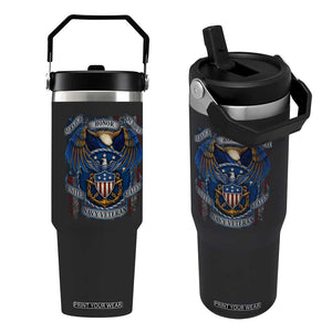 US Navy Veteran Service Honor Sacrifice Flip Straw Tumbler Vintage Bald Eagle American Flag Anchor TS11 One Size: 30 oz Black Print Your Wear