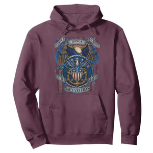 US Navy Veteran Service Honor Sacrifice Hoodie Vintage Bald Eagle American Flag Anchor TS11 Maroon Print Your Wear