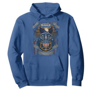 US Navy Veteran Service Honor Sacrifice Hoodie Vintage Bald Eagle American Flag Anchor TS11 Royal Blue Print Your Wear