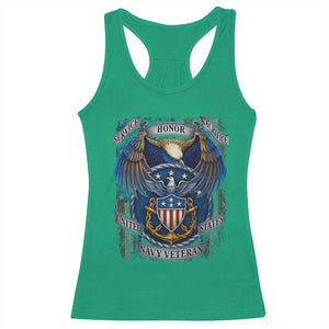 US Navy Veteran Service Honor Sacrifice Racerback Tank Top Vintage Bald Eagle American Flag Anchor TS11 Irish Green Print Your Wear