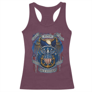 US Navy Veteran Service Honor Sacrifice Racerback Tank Top Vintage Bald Eagle American Flag Anchor TS11 Maroon Print Your Wear