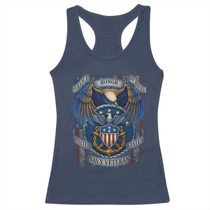 US Navy Veteran Service Honor Sacrifice Racerback Tank Top Vintage Bald Eagle American Flag Anchor TS11 Navy Print Your Wear