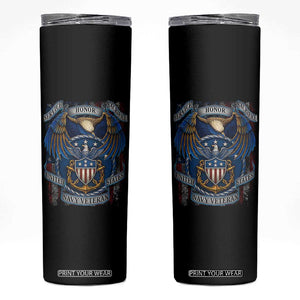 US Navy Veteran Service Honor Sacrifice Skinny Tumbler Vintage Bald Eagle American Flag Anchor TS11 Black Print Your Wear