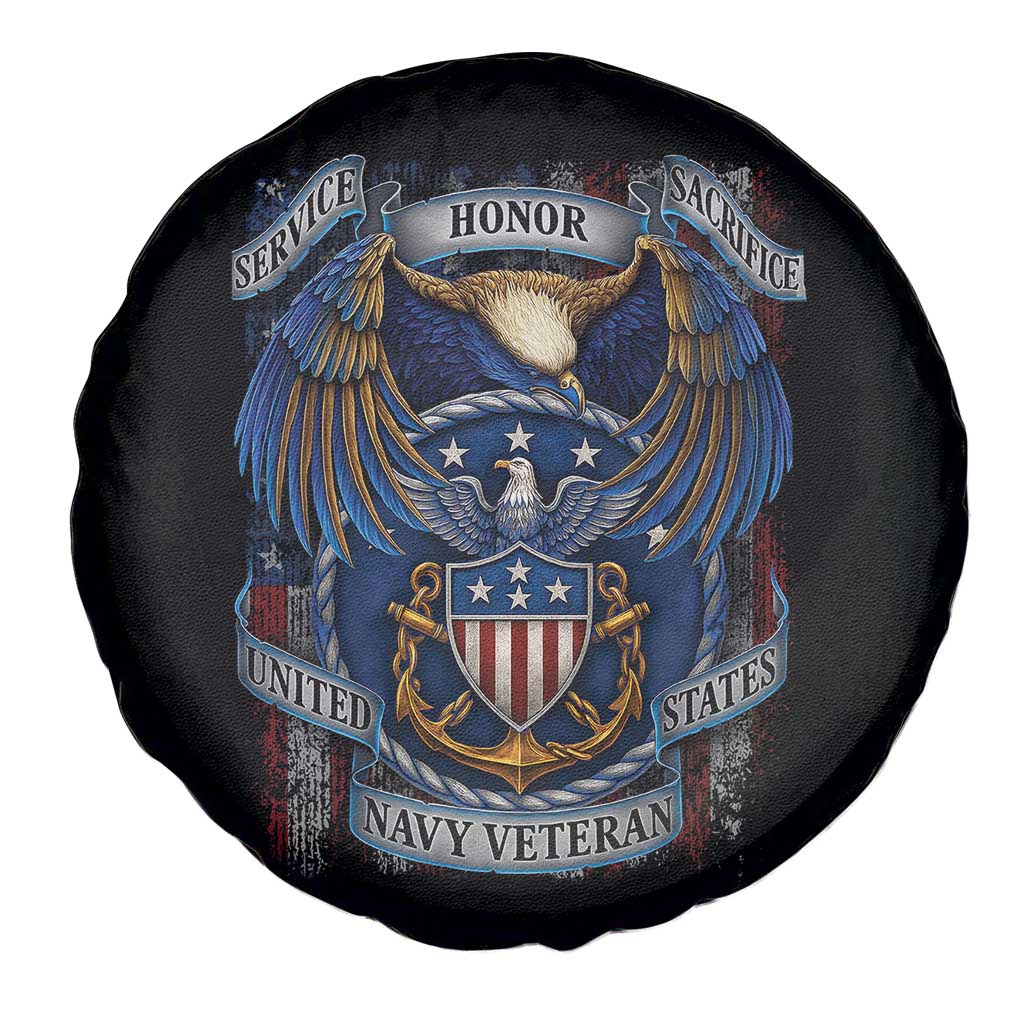 US Navy Veteran Service Honor Sacrifice Spare Tire Cover Vintage Bald Eagle American Flag Anchor TS11 Print Your Wear