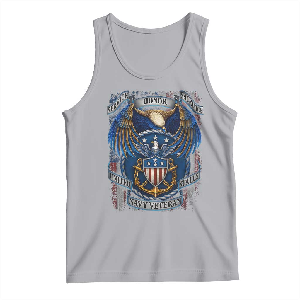 US Navy Veteran Service Honor Sacrifice Tank Top Vintage Bald Eagle American Flag Anchor TS11 Athletic Heather Print Your Wear