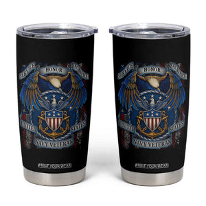 US Navy Veteran Service Honor Sacrifice Tumbler Cup Vintage Bald Eagle American Flag Anchor TS11 Black Print Your Wear