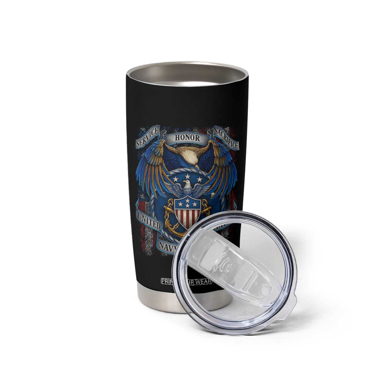 US Navy Veteran Service Honor Sacrifice Tumbler Cup Vintage Bald Eagle American Flag Anchor TS11 Print Your Wear