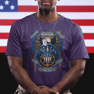 US Navy Veteran Service Honor Sacrifice T Shirt Vintage Bald Eagle American Flag Anchor TS11 Purple Print Your Wear