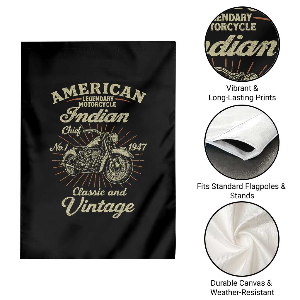 American Legendary Motorcycle Indian Chief Garden Flag Classic And Vintage Bikers Club TS11 Print Your Wear