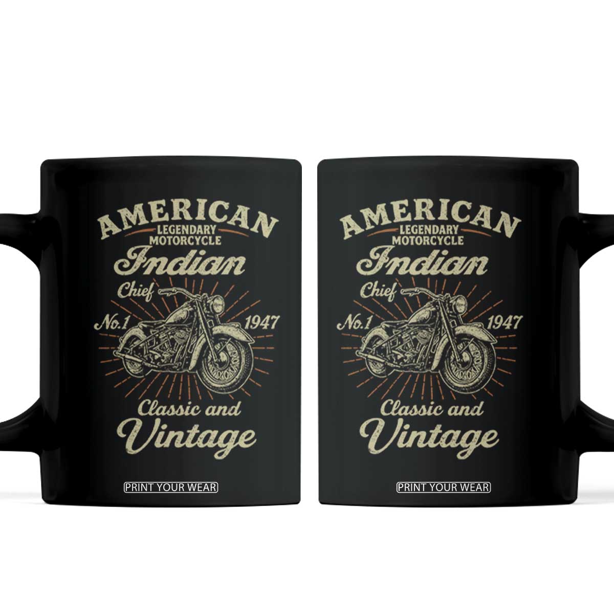 American Legendary Motorcycle Indian Chief Coffee Mug Classic And Vintage Bikers Club TS11 Black Print Your Wear