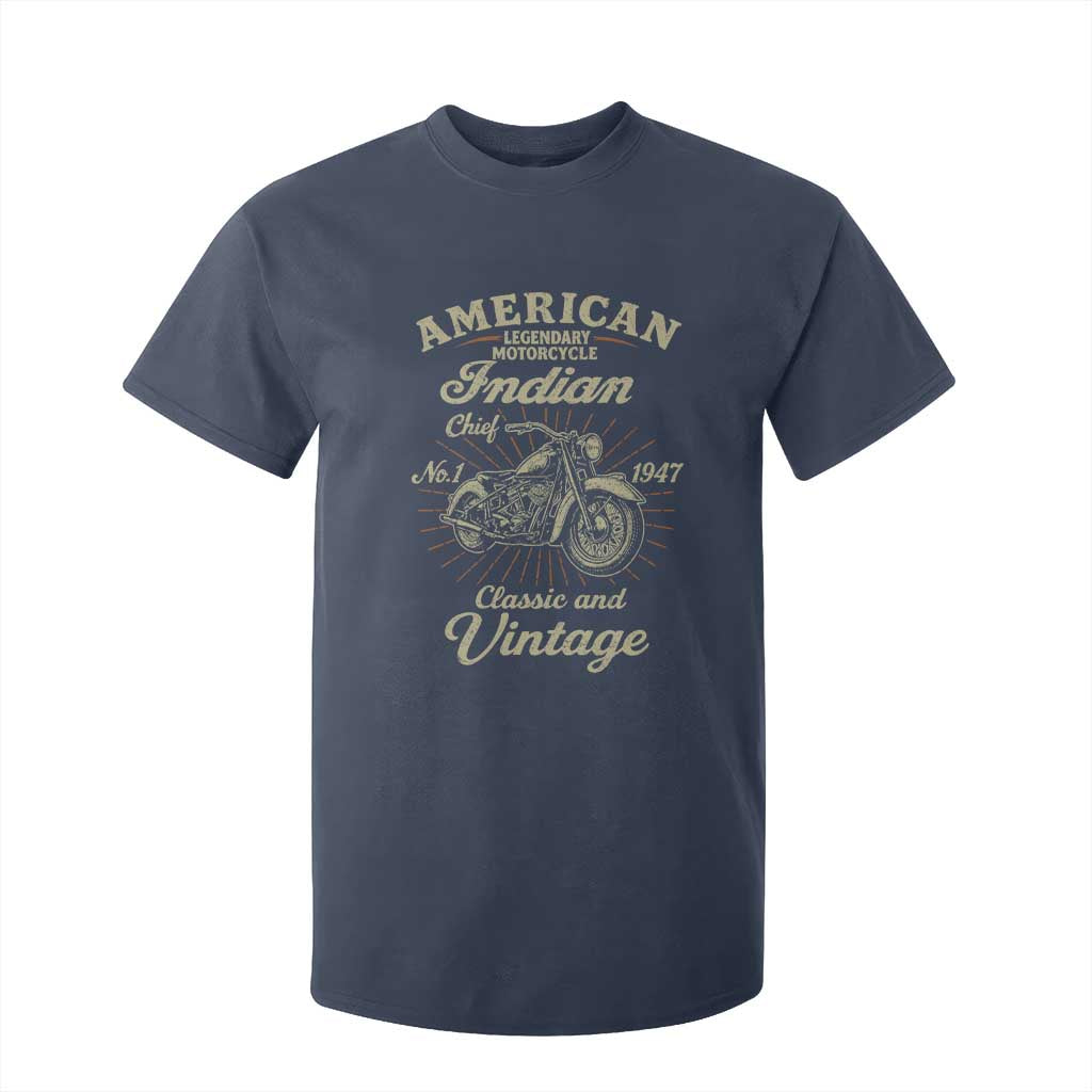 American Legendary Motorcycle Indian Chief T Shirt For Kid Classic And Vintage Bikers Club TS11 Navy Print Your Wear