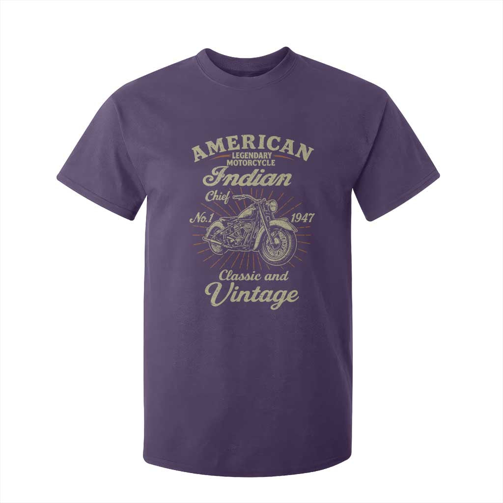 American Legendary Motorcycle Indian Chief T Shirt For Kid Classic And Vintage Bikers Club TS11 Purple Print Your Wear