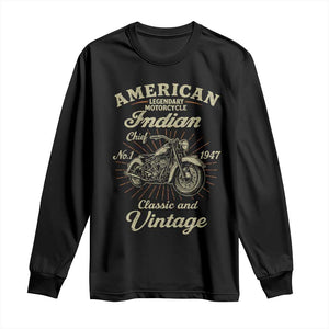 American Legendary Motorcycle Indian Chief Long Sleeve Shirt - Classic Vintage Bikers Club Tee TS11 Black Print Your Wear