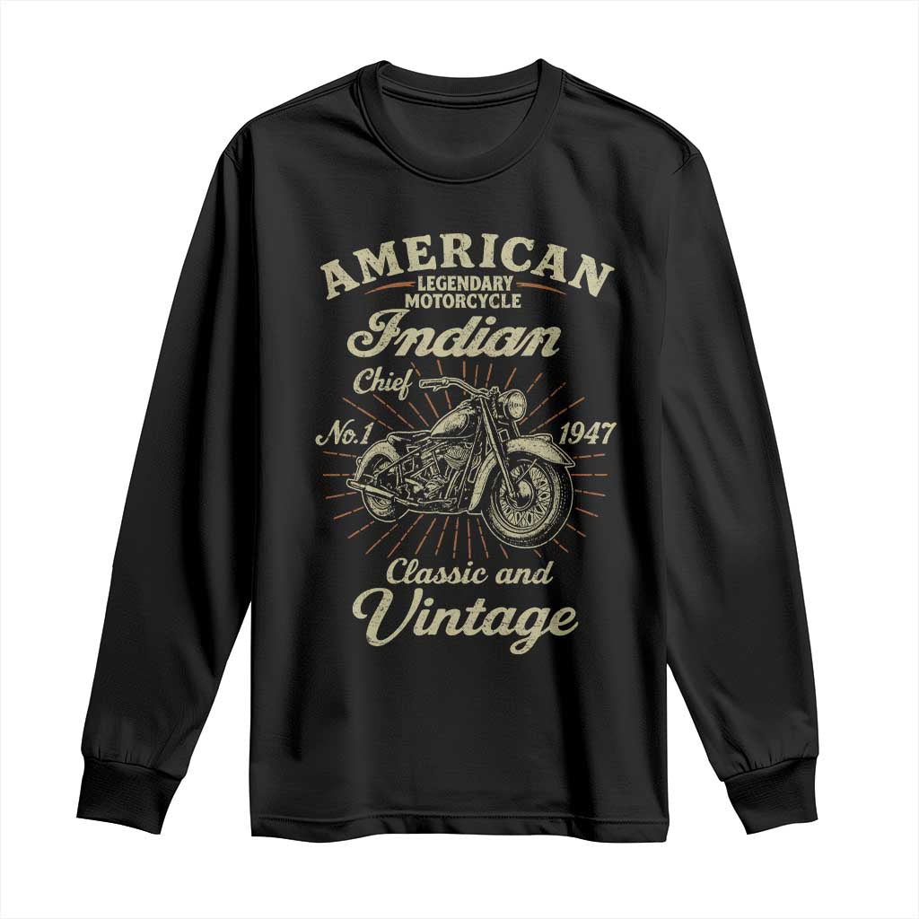 American Legendary Motorcycle Indian Chief Long Sleeve Shirt Classic And Vintage Bikers Club TS11 Black Print Your Wear