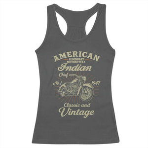 American Legendary Motorcycle Indian Chief Racerback Tank Top Classic And Vintage Bikers Club TS11 Dark Heather Print Your Wear