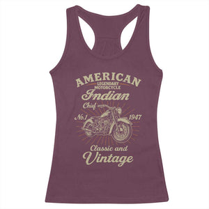 American Legendary Motorcycle Indian Chief Racerback Tank Top Classic And Vintage Bikers Club TS11 Maroon Print Your Wear