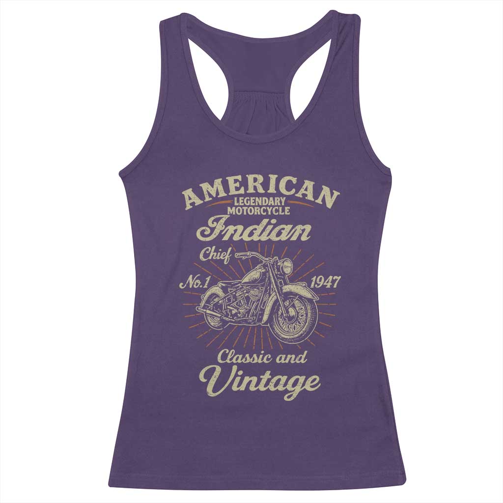 American Legendary Motorcycle Indian Chief Racerback Tank Top Classic And Vintage Bikers Club TS11 Purple Print Your Wear