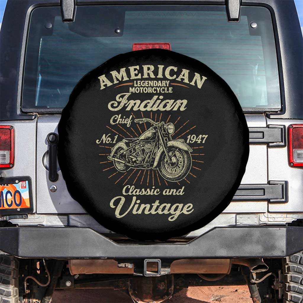 American Legendary Motorcycle Indian Chief Spare Tire Cover Classic And Vintage Bikers Club TS11 No hole Black Print Your Wear