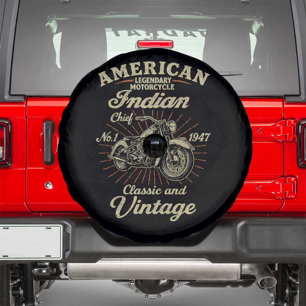 American Legendary Motorcycle Indian Chief Spare Tire Cover Classic And Vintage Bikers Club TS11 Black Print Your Wear