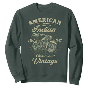 American Legendary Motorcycle Indian Chief Sweatshirt Classic And Vintage Bikers Club TS11 Dark Forest Green Print Your Wear